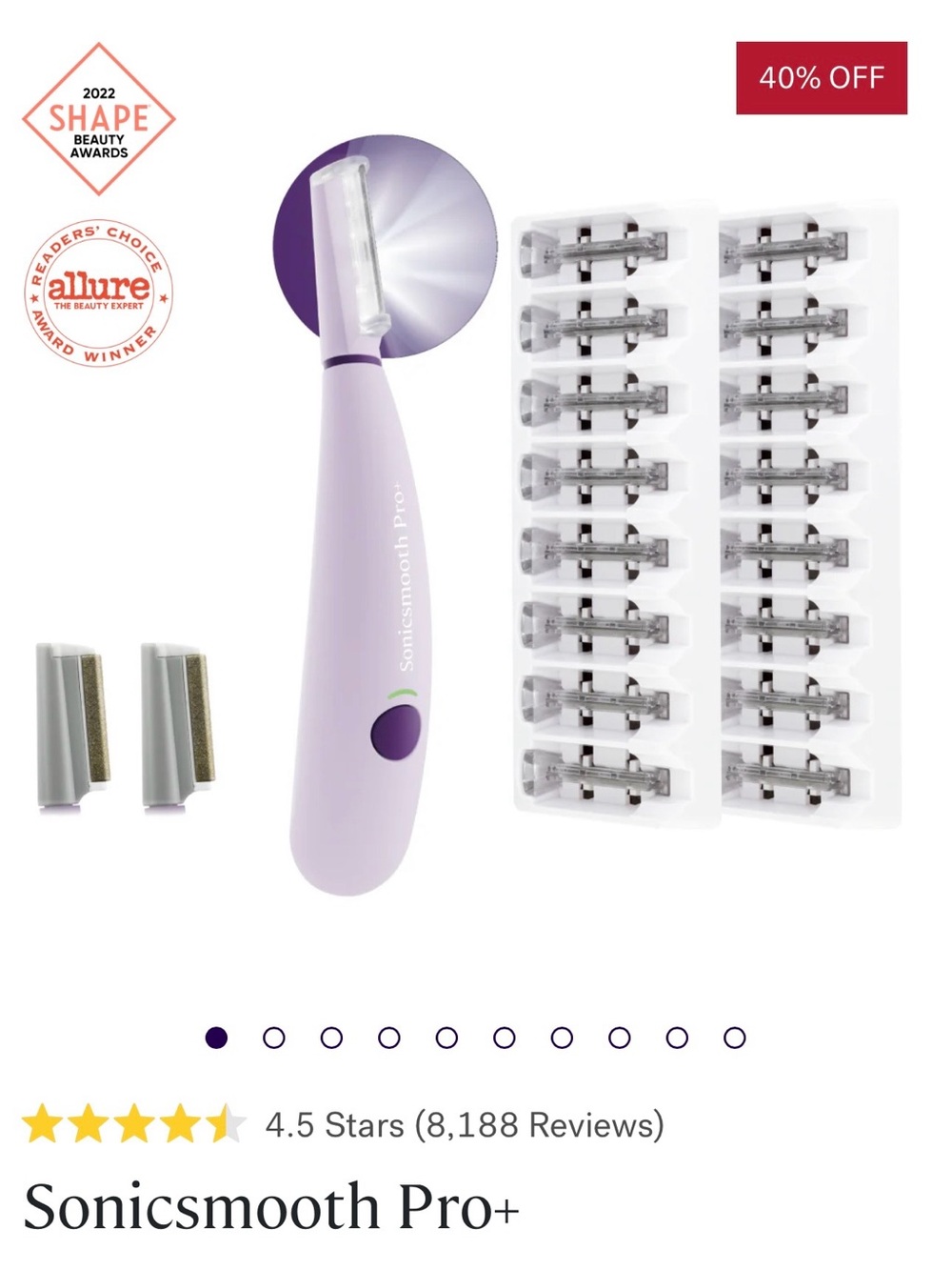 Sonicsmooth Pro+ White Facial Dermaplaning & Hair Removal Tool - Picture 2 of 7